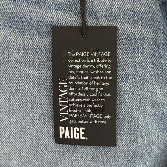 PAIGE NOELLA BUTTON FLY CUTOFF DENIM SHORTS IN SERINE NWT WOMEN'S SIZE 24 - Picture 15 of 16